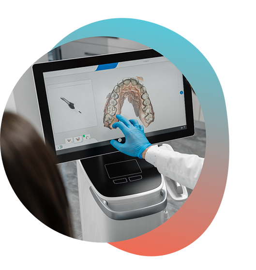 Showing patient digital image of tooth on monitor